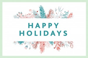 Holiday message with illustrated pine tree branches
