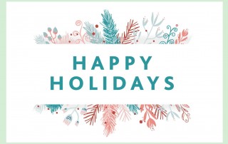Holiday message with illustrated pine tree branches