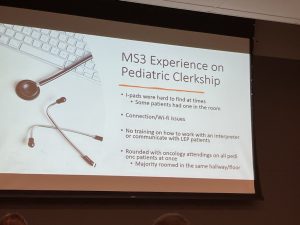 Slide showing speaker’s experience during her pediatric clerkship